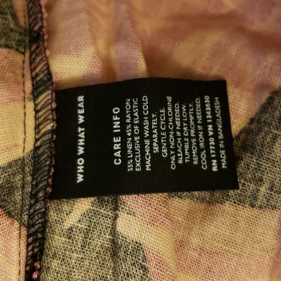 Who What Wear Pink/Black Sereghetti Palm Linen-Blend Mini-Dress Size XS - Picture 8 of 9